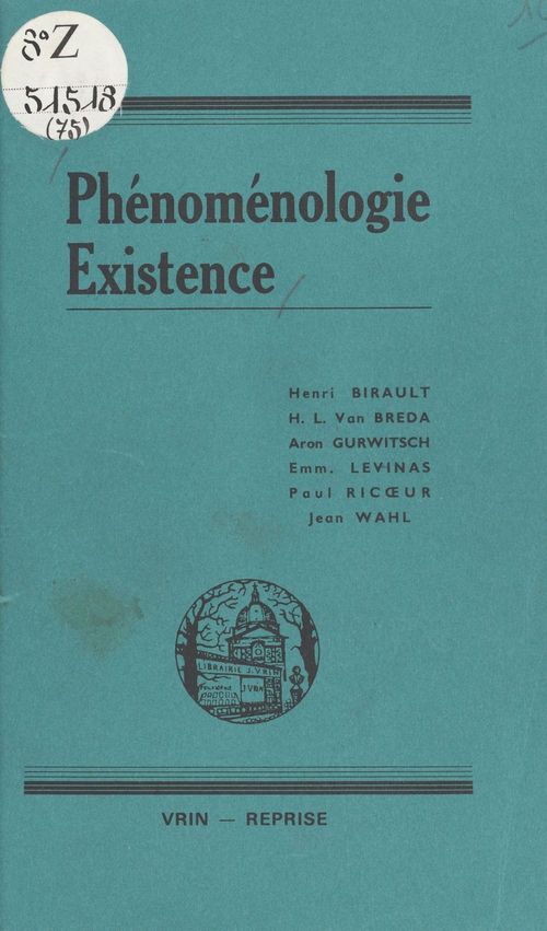 Couverture ebook de Phénoménologie, existence, de Collectif