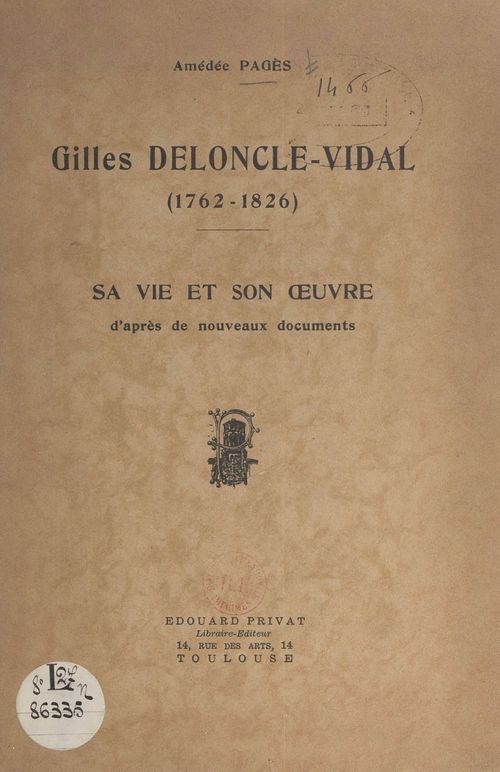 Couverture ebook de Gilles Deloncle-Vidal, 1762-1826, de Amedee Pages