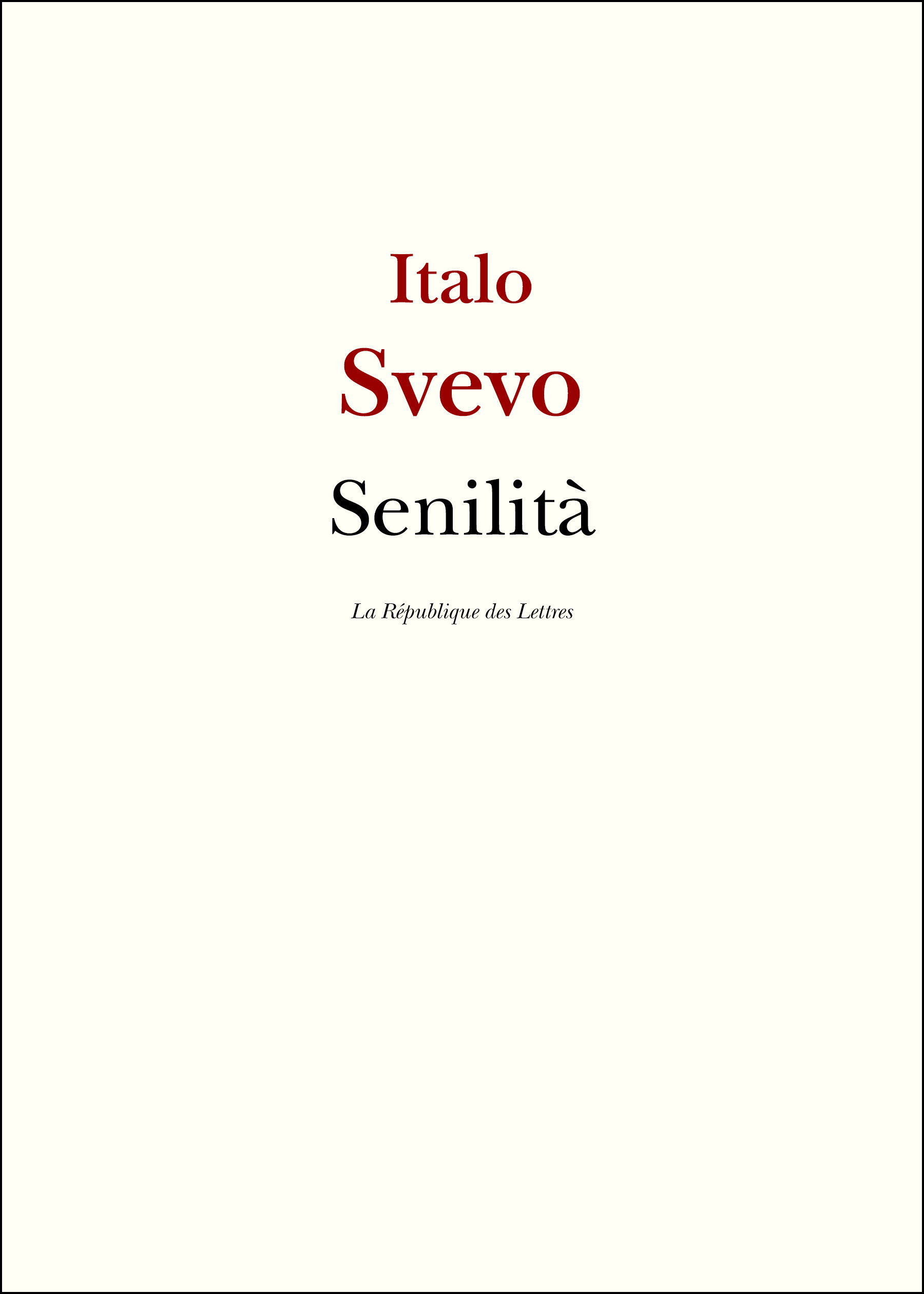 ebook cover of Senilità, by Italo Svevo