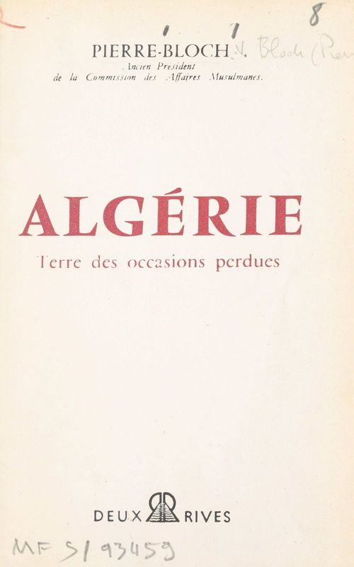 ebook cover of Algérie, by Jean Pierre-Bloch