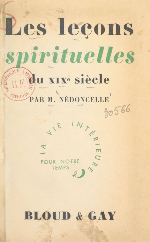 ebook cover of Les leçons spirituelles du XIXe siècle, by Maurice Nedoncelle