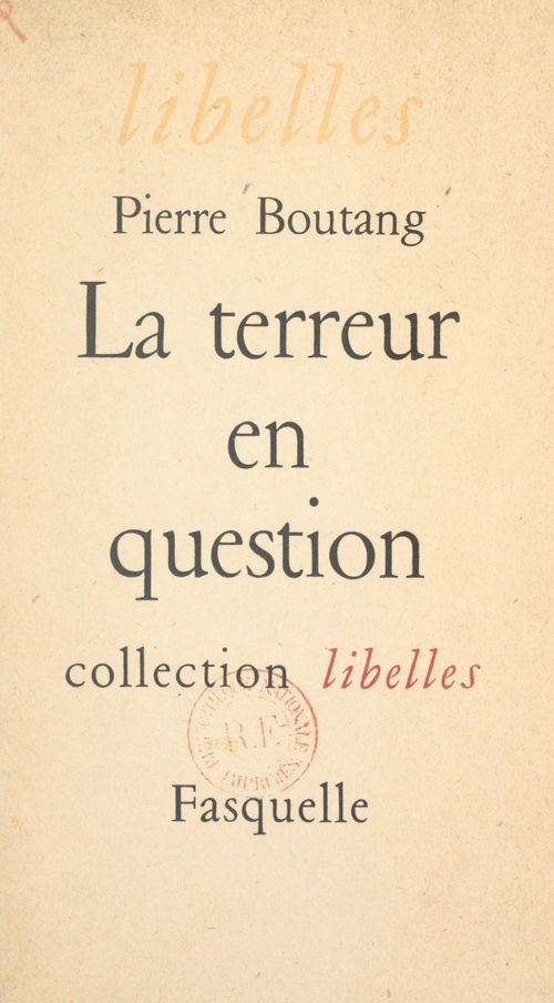 Couverture ebook de La terreur en question, de Pierre Boutang