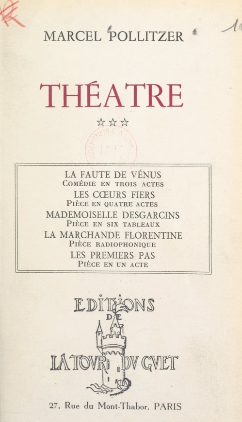 Couverture ebook de Théâtre (3), de Marcel Pollitzer