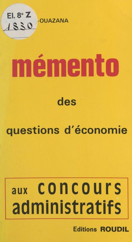 Couverture ebook de Mémento des questions d'économie aux concours administratifs, de Suzanne Marie Vella-Ouazana