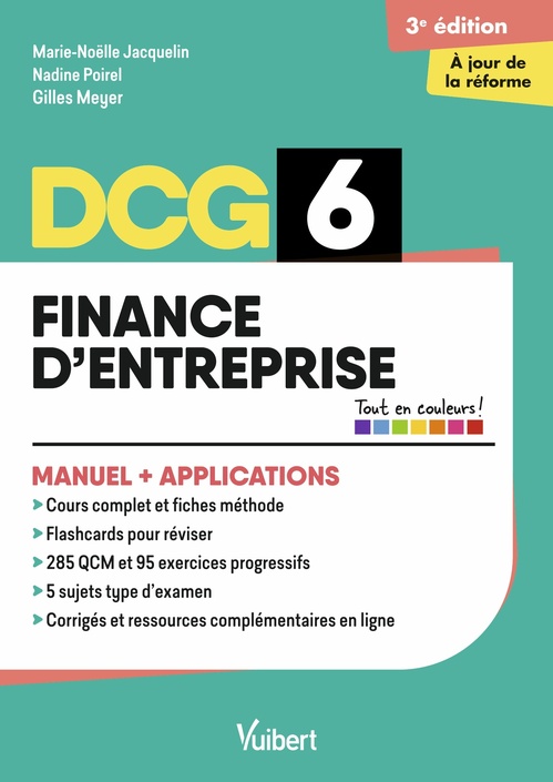 Couverture ebook de DCG 6 - Finance d'entreprise : Manuel et Applications - Réforme 2026-2027, de Marie-Noëlle Jacquelin, Gilles Meyer, Nadine Poirel