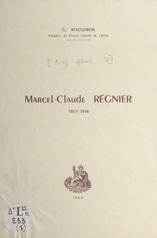 ebook cover of Marcel-Claude Régnier, 1867-1958, by Georges Rougeron