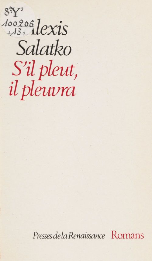 ebook cover of S'il pleut, il pleuvra, by Alexis Salatko