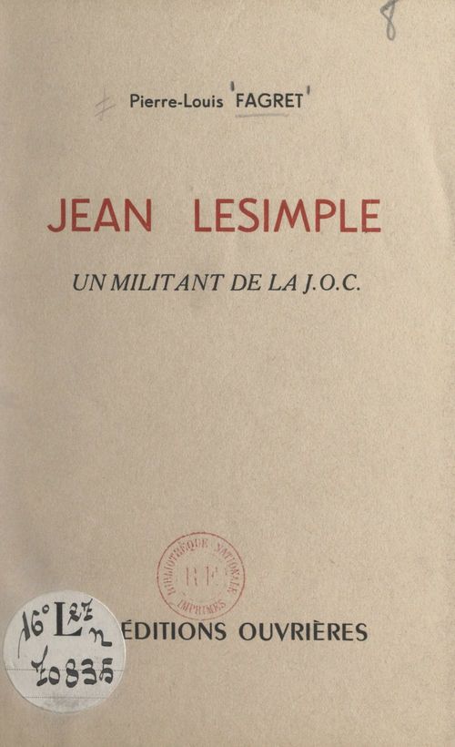 Couverture ebook de Jean Lesimple, de Pierre-Louis Fagret