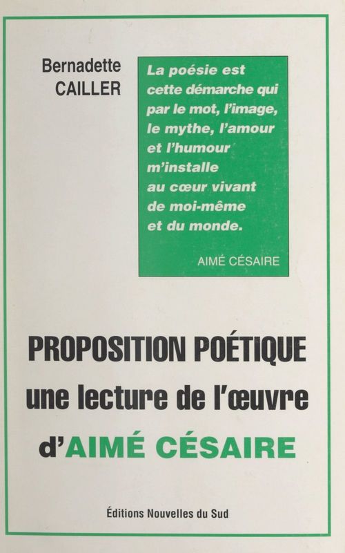 ebook cover of Proposition poétique, by Bernadette Cailler