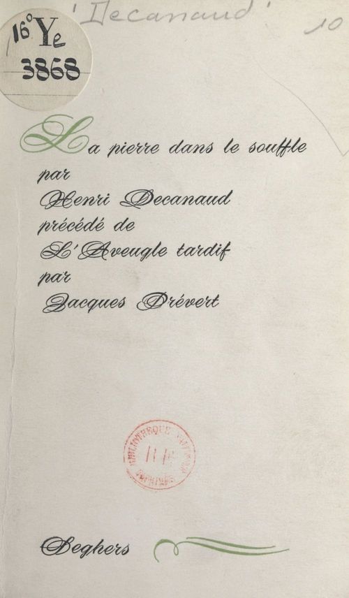 Couverture ebook de La pierre dans le souffle, de Henri Decanaud
