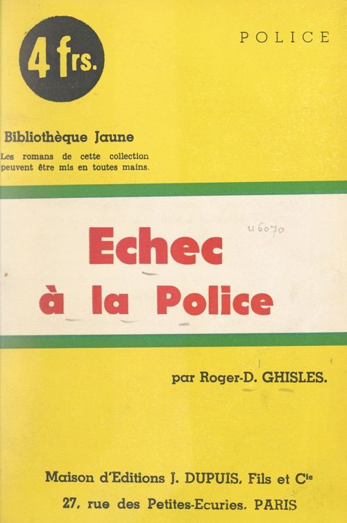 ebook cover of Échec à la police !, by Roger-D. Ghisles