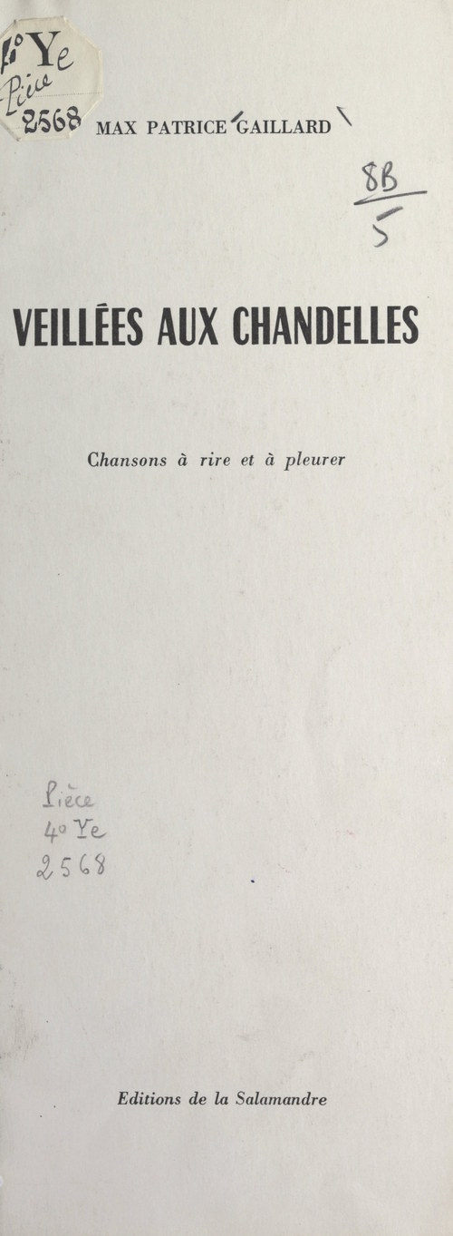 ebook cover of Veillées aux chandelles, by Max-Patrice Gaillard