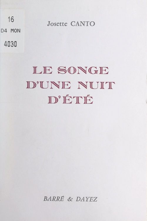 ebook cover of Le songe d'une nuit d'été, by Josette Canto