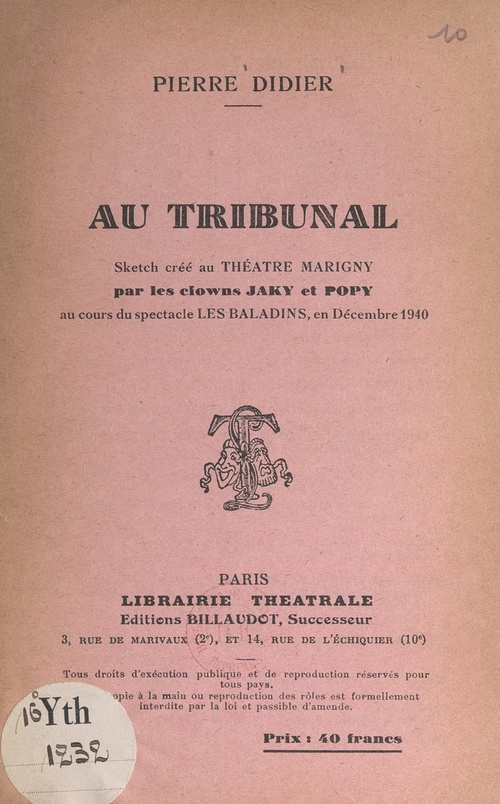 Couverture ebook de Au tribunal, de Pierre Didier