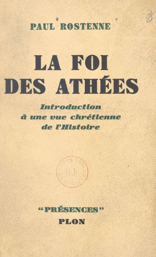 Couverture ebook de La foi des athées, de Paul Rostenne