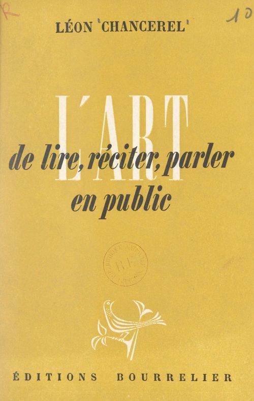 Couverture ebook de L'art de lire, réciter, parler en public, de Léon Chancerel