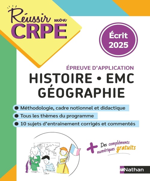 Couverture ebook de CRPE Histoire Géo EMC - épreuve écrite d'application - nouveau concours 2025, de Séverine Fix-Lemaire, Léo Lecardonnel, Xavier Leroux