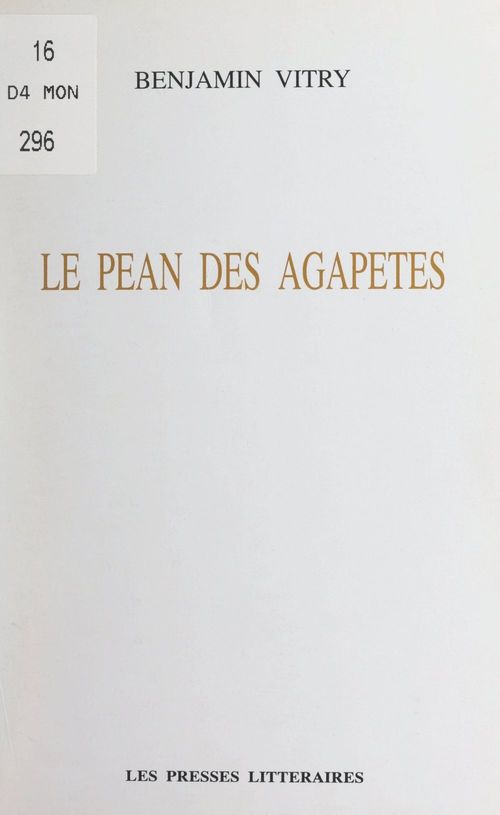 ebook cover of Le pean des agapetes, by Benjamin Vitry
