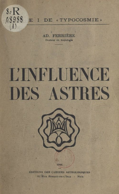 Couverture ebook de L'influence des astres, de Adolphe Ferriere