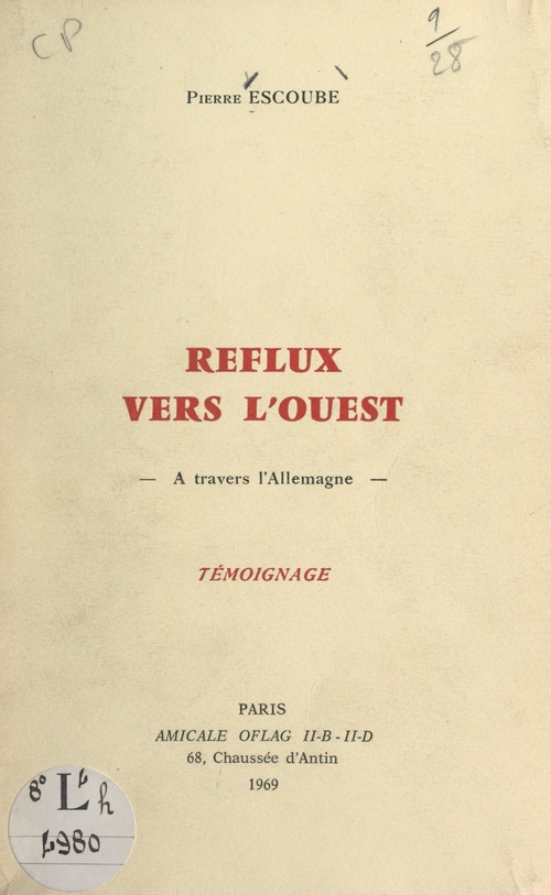 Couverture ebook de Reflux vers l'Ouest à travers l'Allemagne, de Pierre Escoube