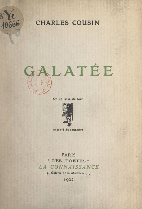 ebook cover of Galatée, by Charles Cousin