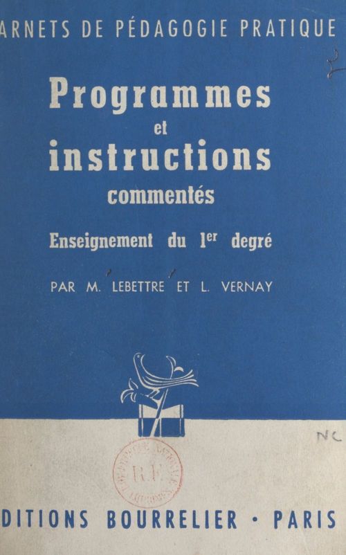 ebook cover of Programmes et instructions commentés, by Louis Vernay, Michel Lebettre