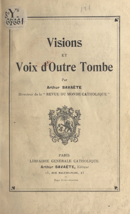 Couverture ebook de Visions et voix d'outre-tombe, de Arthur Savaete