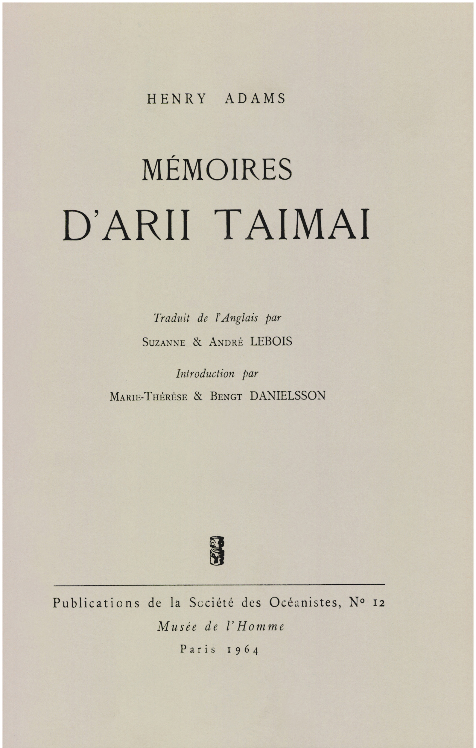 ebook cover of Mémoires d´Arii Taimai, by Bengt Danielsson
