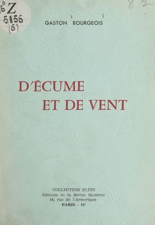 Couverture ebook de D'écume et de vent, de Gaston Bourgeois
