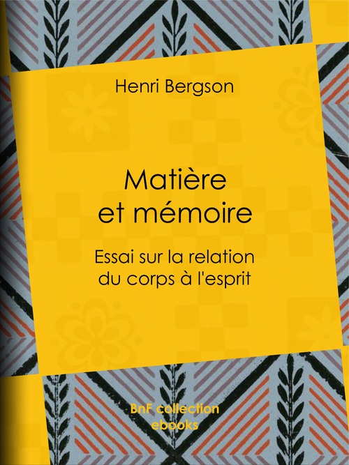 ebook cover of Matière et mémoire, by Henri Bergson