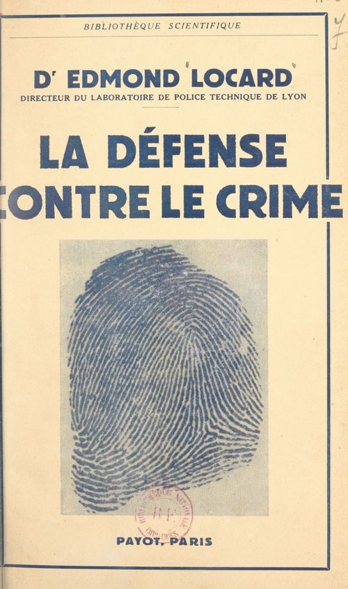 Couverture ebook de La défense contre le crime, de Edmond Locard