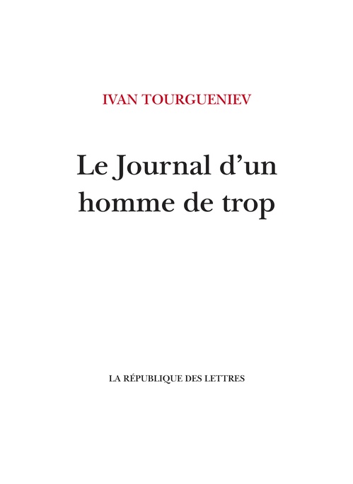 ebook cover of Le Journal d'un homme de trop, by Ivan Tourguéniev