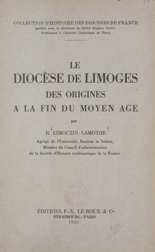 ebook cover of Le diocèse de Limoges, by Roger Limouzin-Lamothe
