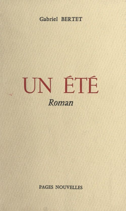 Couverture ebook de Un été, de Gabriel Bertet