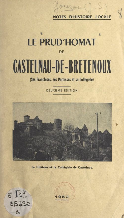 Couverture ebook de Notes d'histoire locale : le Prud'homat de Castelnau-de-Bretenoux, de Joseph-Simon Gouzou