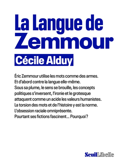 Couverture ebook de La Langue de Zemmour, de Cécile Alduy