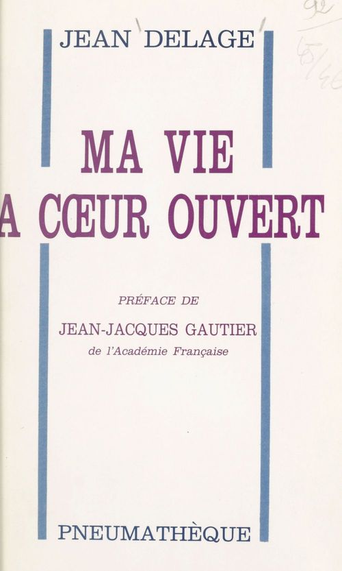 ebook cover of Ma vie à coeur ouvert, by Jean Delage