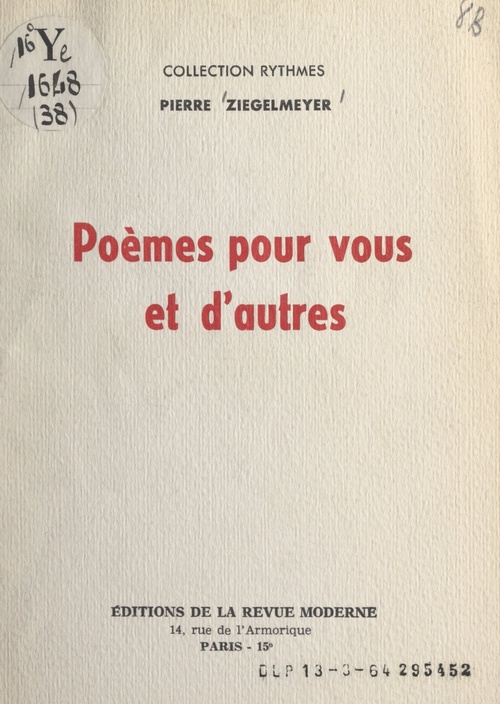 Couverture ebook de Poèmes pour vous et d'autres, de Pierre Ziegelmeyer