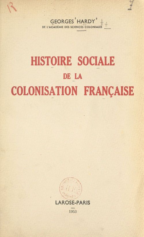 Couverture ebook de Histoire sociale de la colonisation française, de Georges Hardy