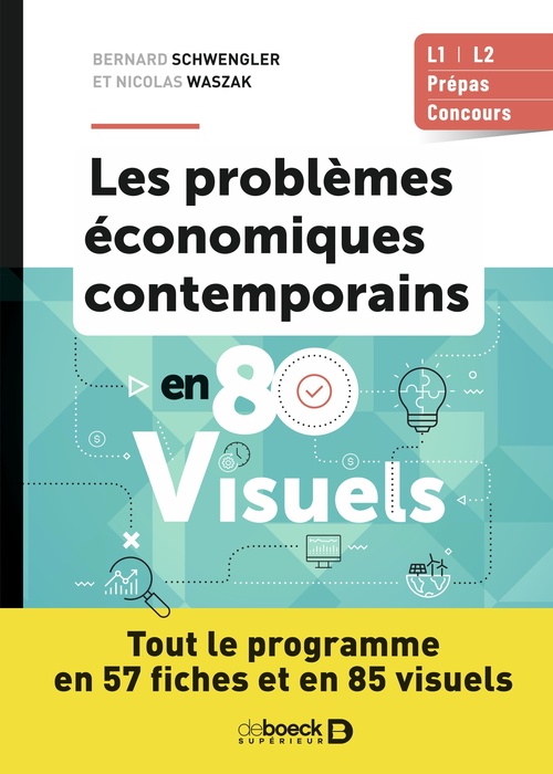 ebook cover of Problèmes économiques contemporains en 80 visuels, by Bernard Schwengler, Nicolas Waszak