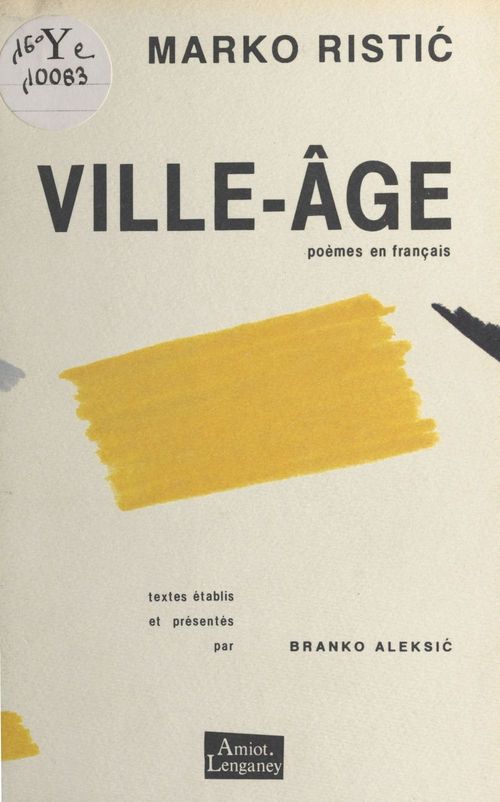 Couverture ebook de Ville-âge : Poèmes en français, de Marko Ristic