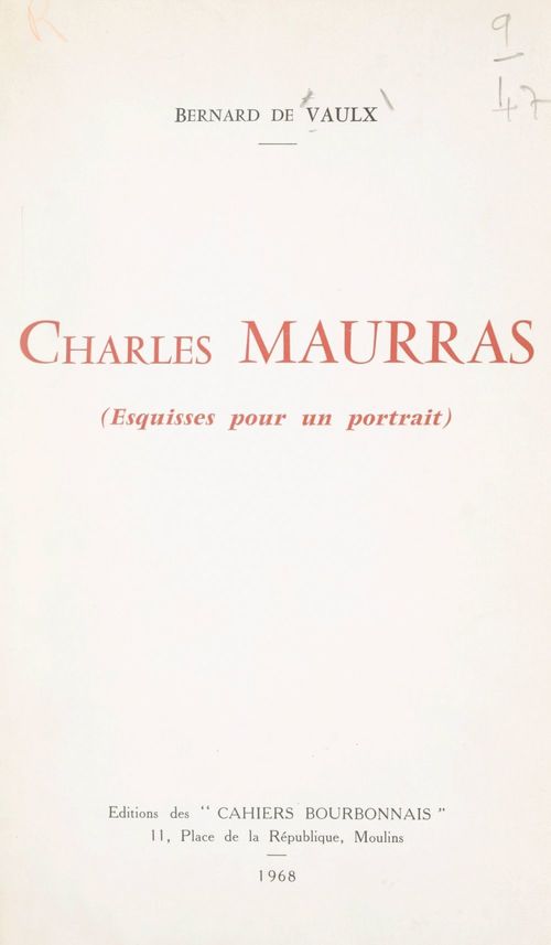 ebook cover of Charles Maurras, by Bernard De Vaulx