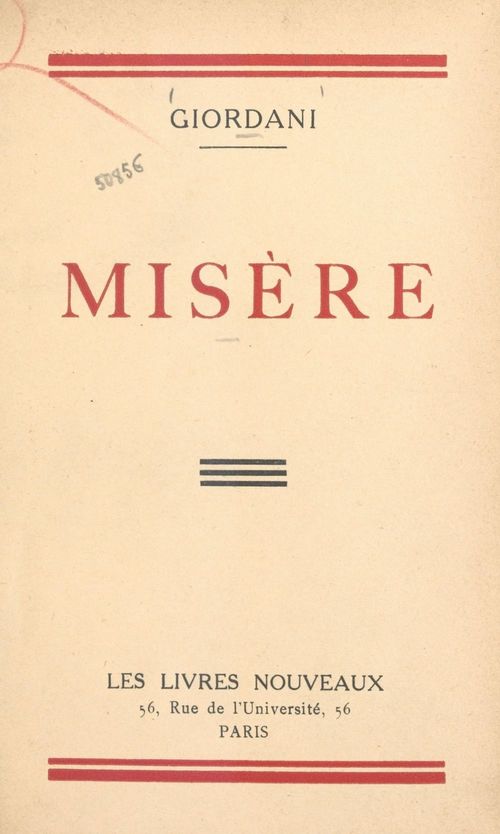 ebook cover of Misère, by Giordani