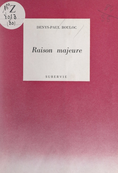 ebook cover of Raison majeure, by Denys-Paul Bouloc