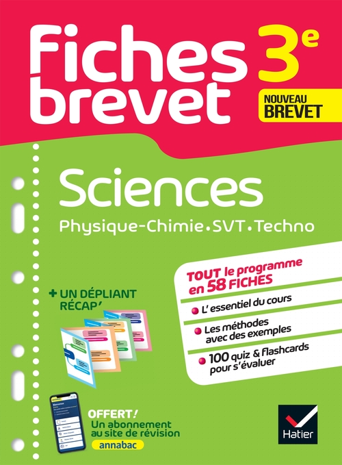 Couverture ebook de Fiches brevet - Sciences 3e (Physique-Chimie, SVT, Technologie) Brevet 2027, de Pascale Bihouée, Sandrine Aussourd, Marie-Anne Grinand, Nicolas Nicaise
