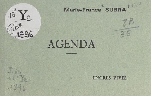 Couverture ebook de Agenda, de Marie-France Subra