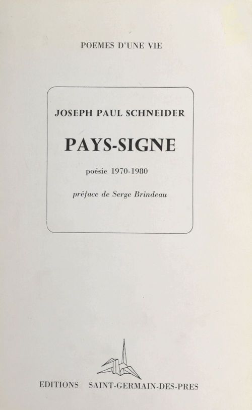 ebook cover of Pays-signe : poésie, 1970-1980, by Joseph Paul Schneider