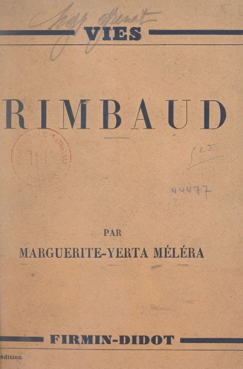 Couverture ebook de Rimbaud, de Marguerite-Yerta Melera