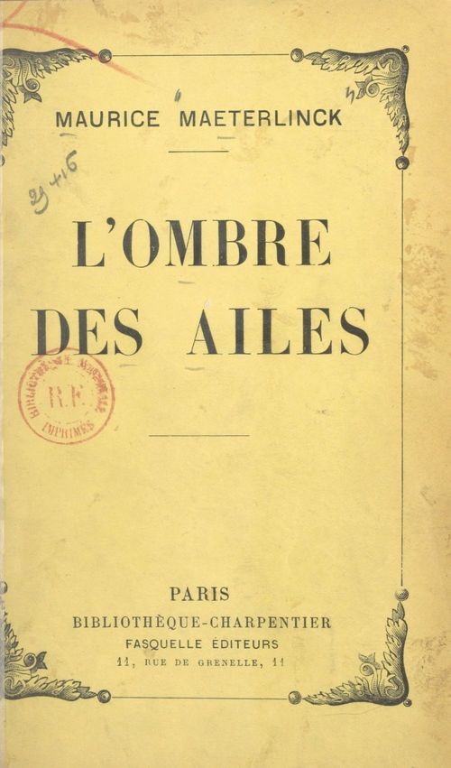 Couverture ebook de L'ombre des ailes, de Maurice Maeterlinck