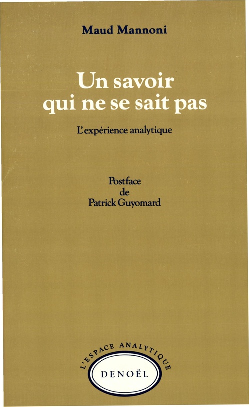 ebook cover of Un Savoir qui ne se sait pas, by Maud Mannoni